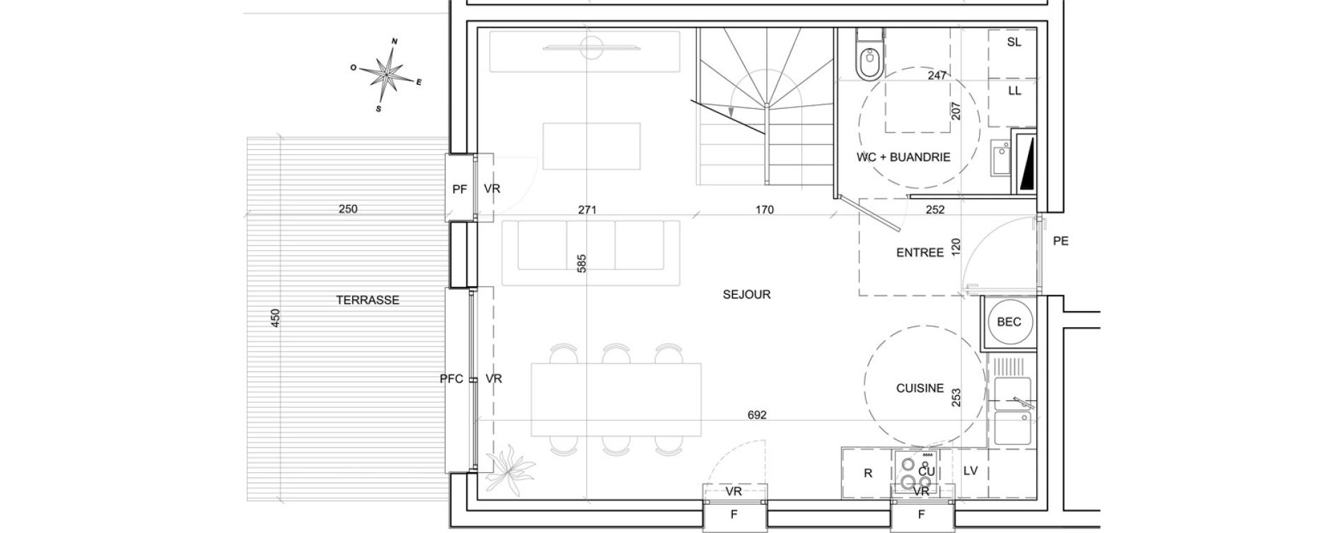 Duplex T4 de 78,00 m2 &agrave; Saint-Hilarion Centre