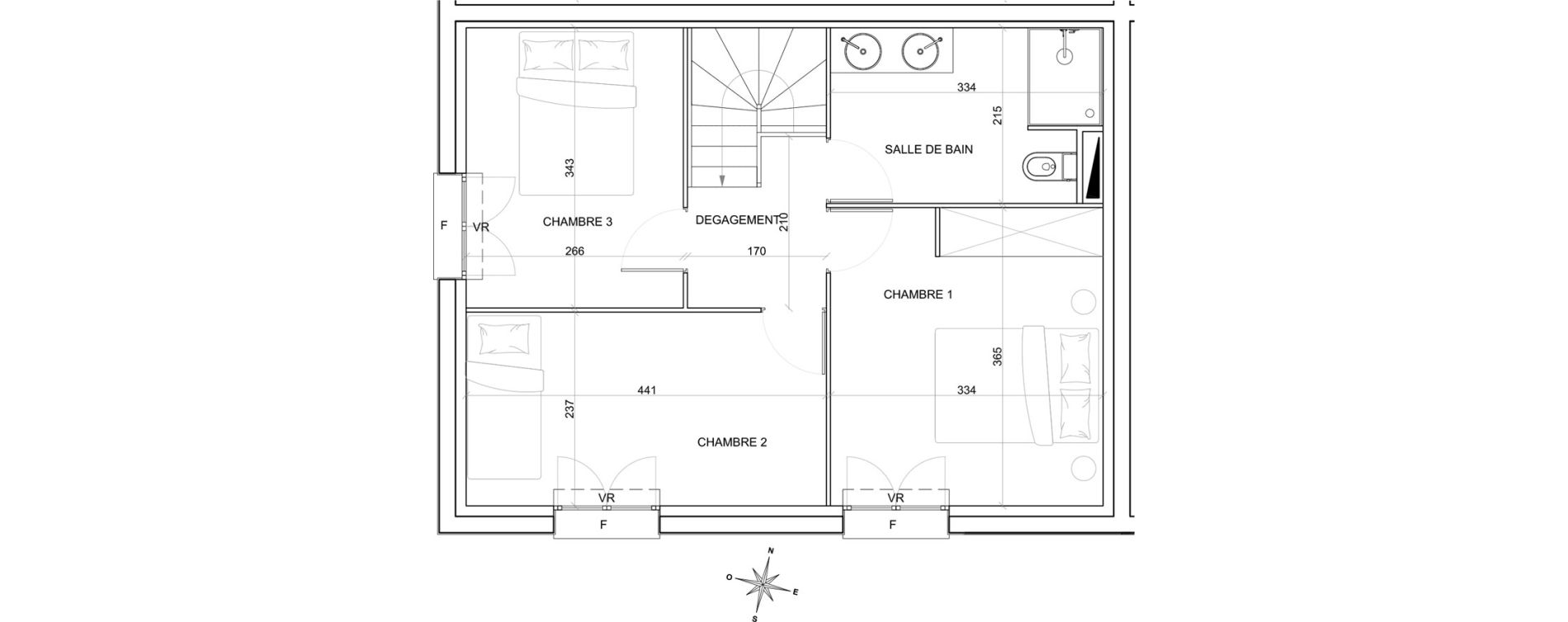 Duplex T4 de 78,00 m2 &agrave; Saint-Hilarion Centre