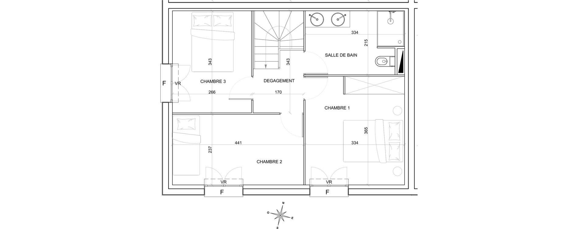 Duplex T4 de 78,00 m2 &agrave; Saint-Hilarion Centre