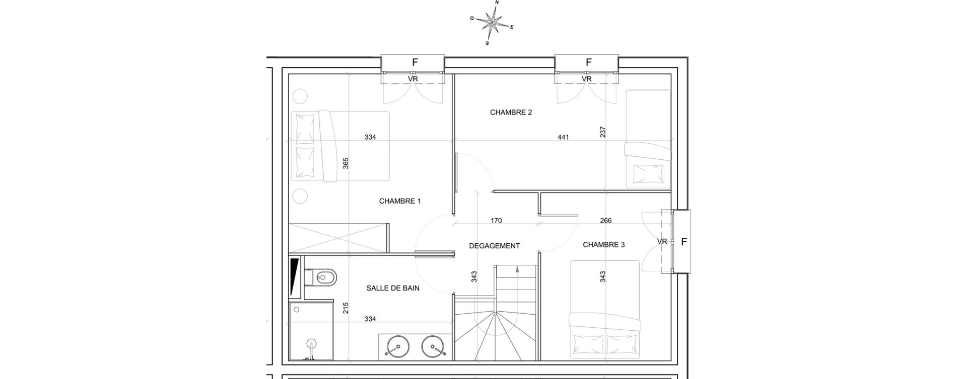 Duplex T4 de 78,00 m2 &agrave; Saint-Hilarion Centre
