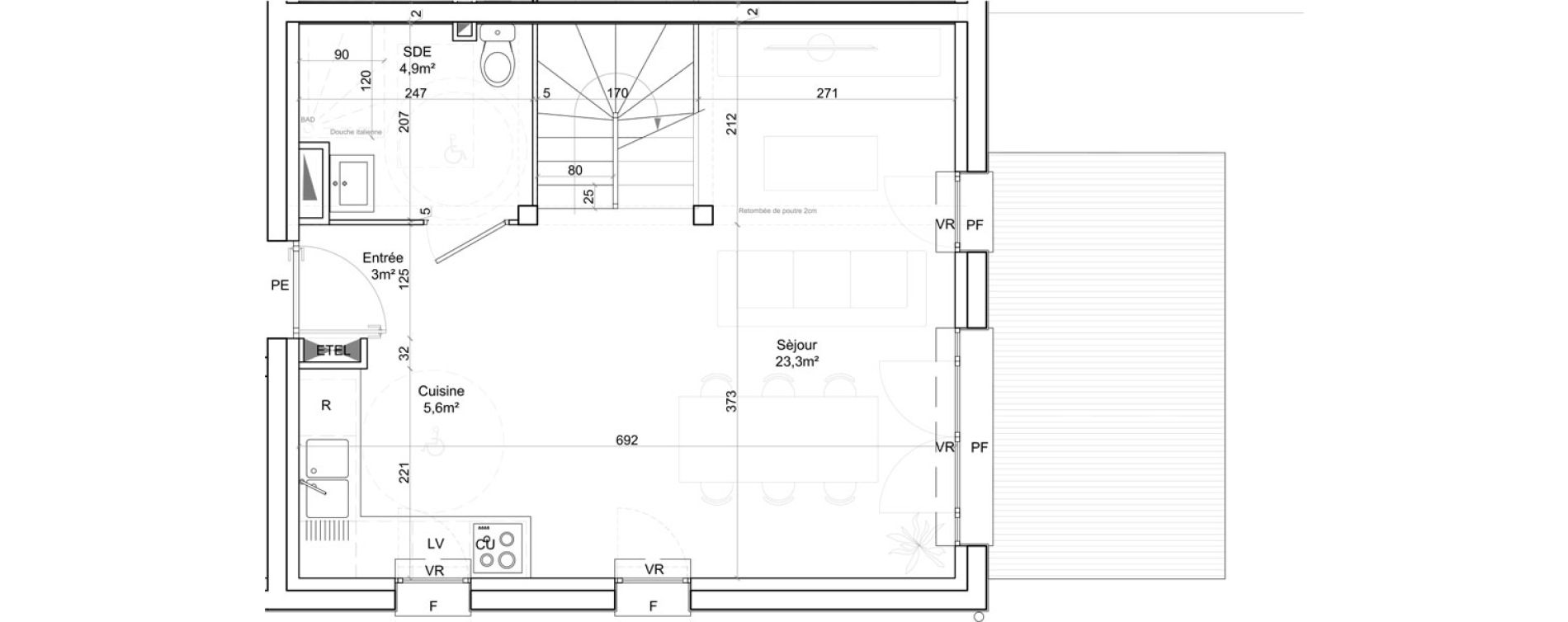 Duplex T4 de 78,30 m2 &agrave; Saint-Hilarion Centre