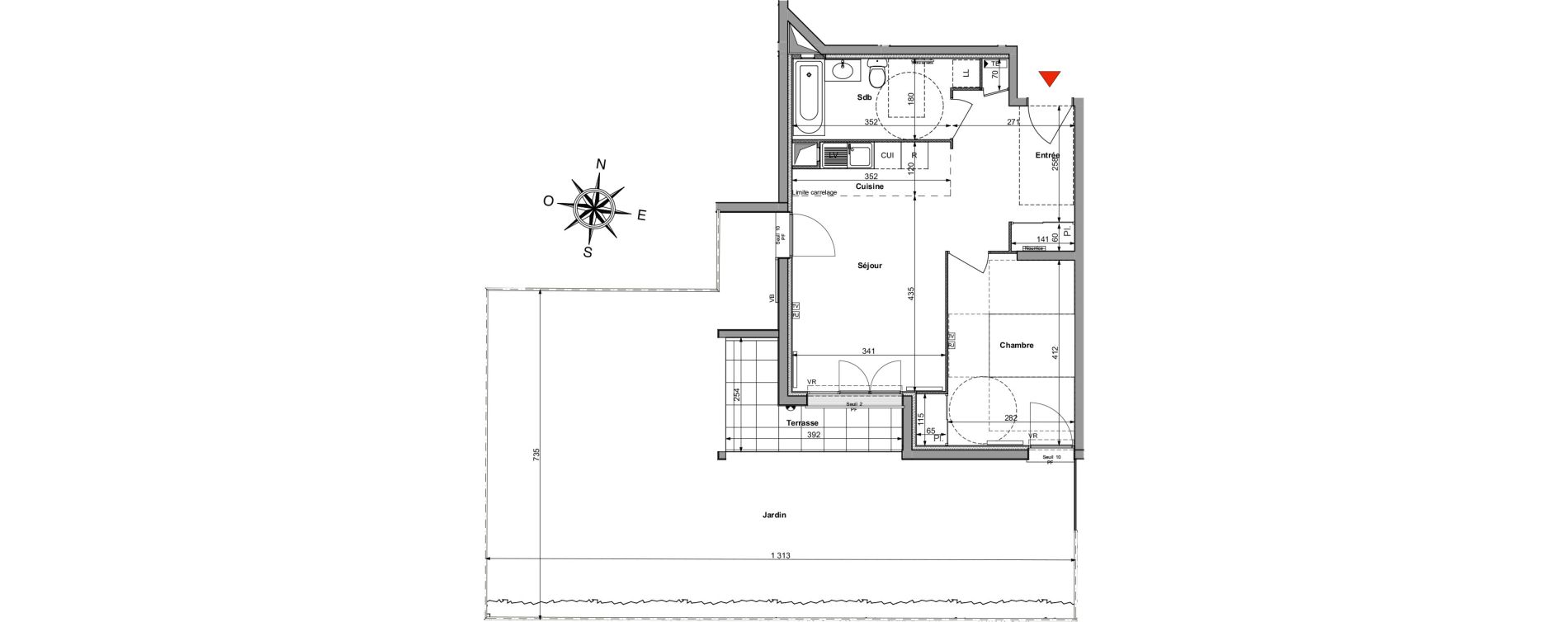 Appartement T2 de 46,55 m2 &agrave; Saint-R&eacute;my-L&egrave;s-Chevreuse Centre
