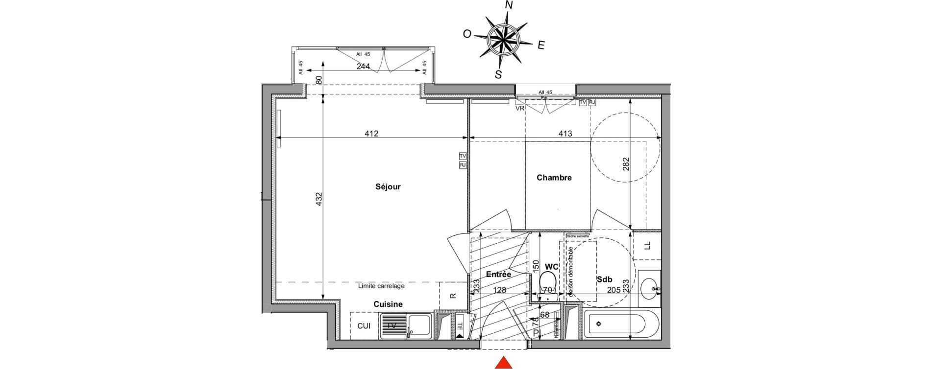 Appartement T2 de 42,87 m2 &agrave; Saint-R&eacute;my-L&egrave;s-Chevreuse Centre