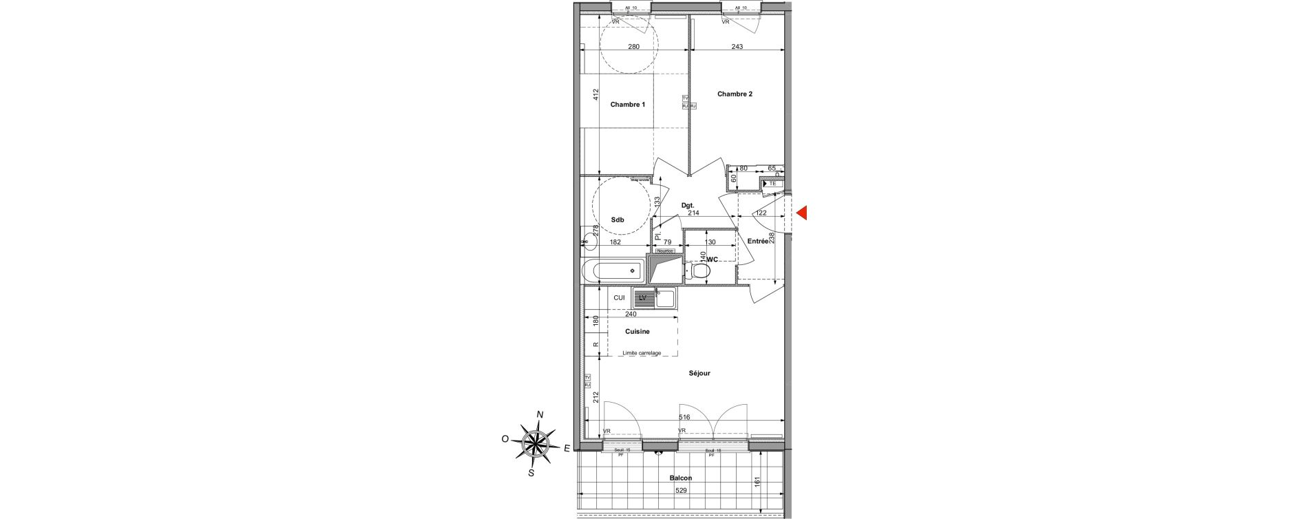 Appartement T3 de 55,02 m2 &agrave; Saint-R&eacute;my-L&egrave;s-Chevreuse Centre
