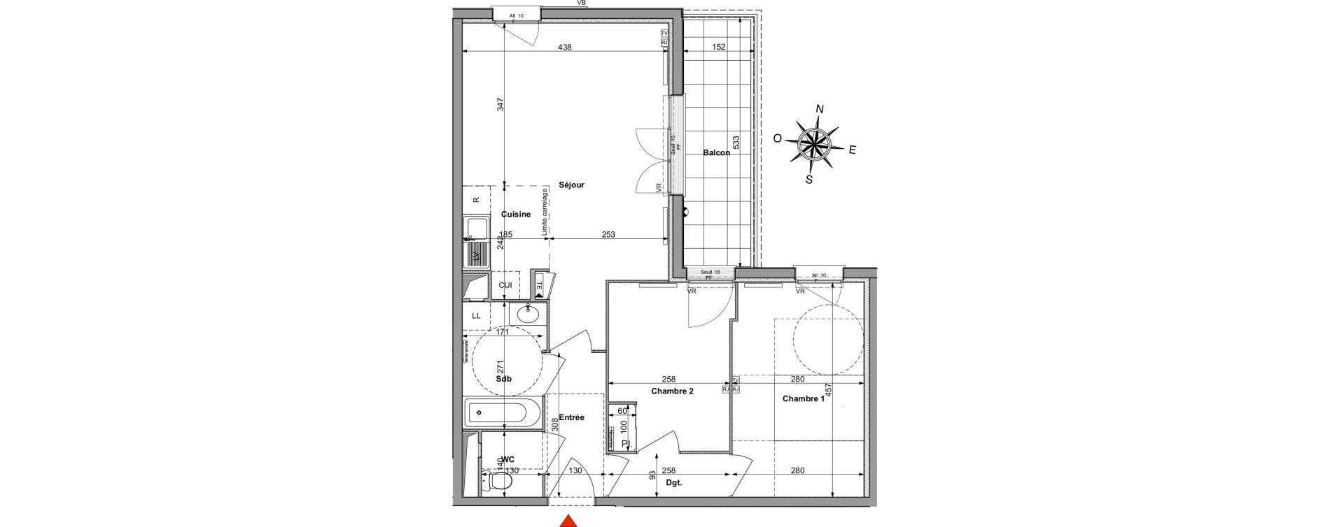 Appartement T3 de 60,00 m2 &agrave; Saint-R&eacute;my-L&egrave;s-Chevreuse Centre