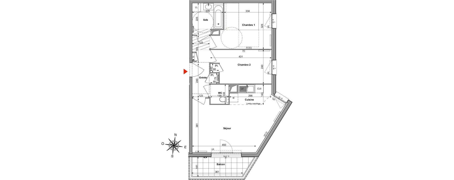 Appartement T3 de 57,00 m2 &agrave; Saint-R&eacute;my-L&egrave;s-Chevreuse Centre