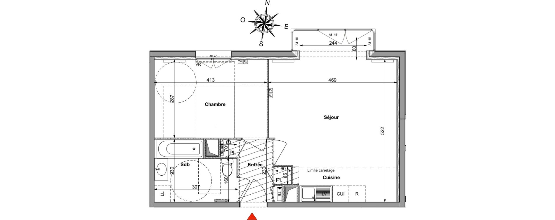 Appartement T2 de 46,82 m2 &agrave; Saint-R&eacute;my-L&egrave;s-Chevreuse Centre