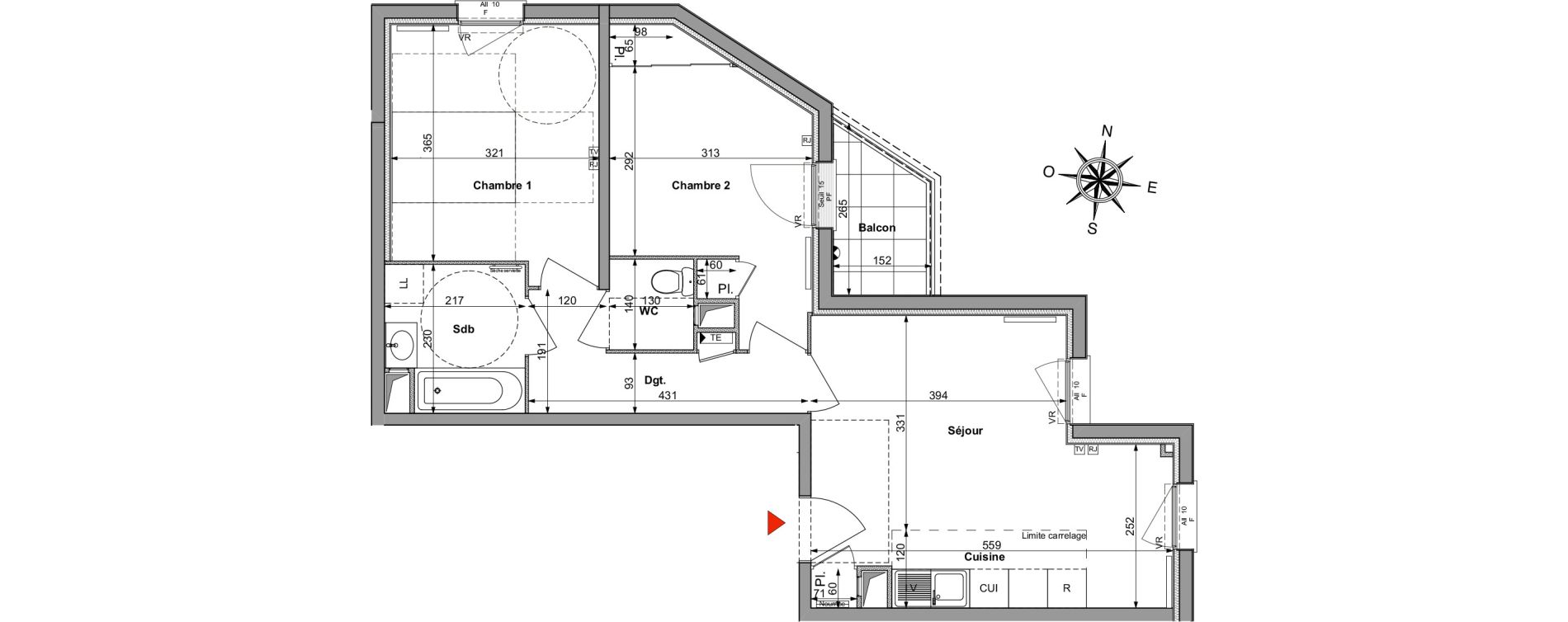 Appartement T3 de 57,03 m2 &agrave; Saint-R&eacute;my-L&egrave;s-Chevreuse Centre