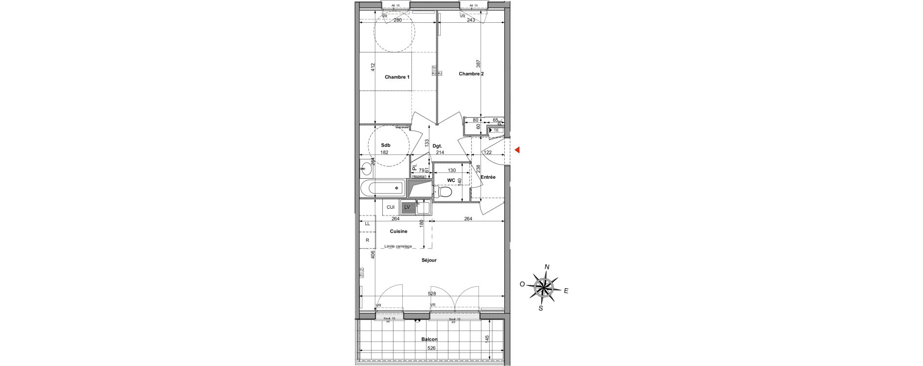 Appartement T3 de 55,66 m2 &agrave; Saint-R&eacute;my-L&egrave;s-Chevreuse Centre