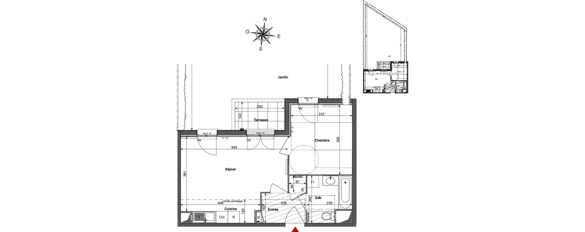 Appartement T2 de 41,72 m2 &agrave; Saint-R&eacute;my-L&egrave;s-Chevreuse Centre