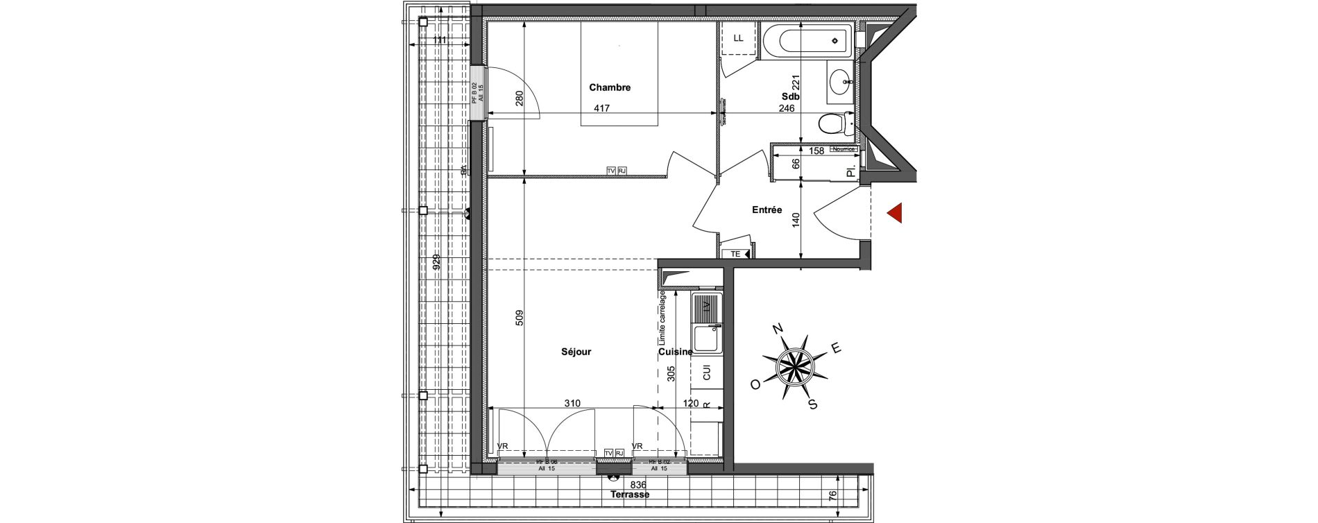 Appartement T2 de 43,14 m2 &agrave; Saint-R&eacute;my-L&egrave;s-Chevreuse Centre
