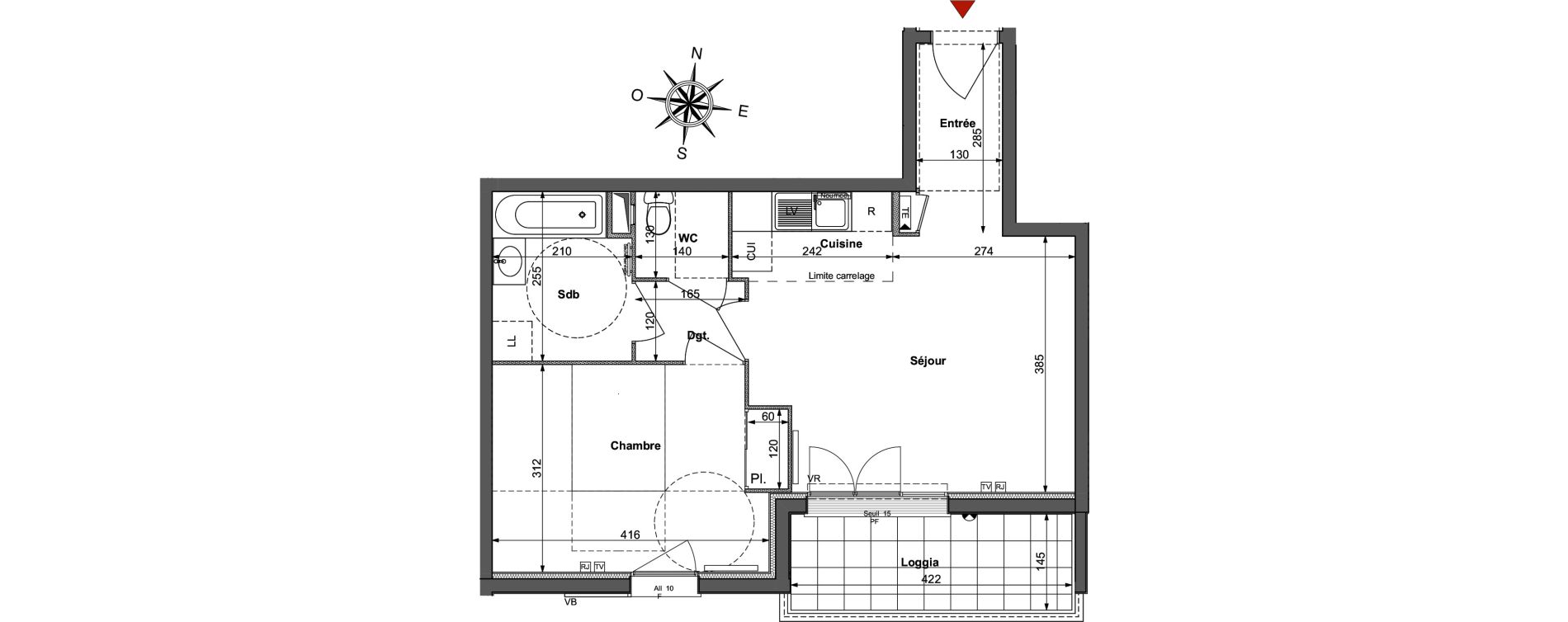 Appartement T2 de 45,54 m2 &agrave; Saint-R&eacute;my-L&egrave;s-Chevreuse Centre