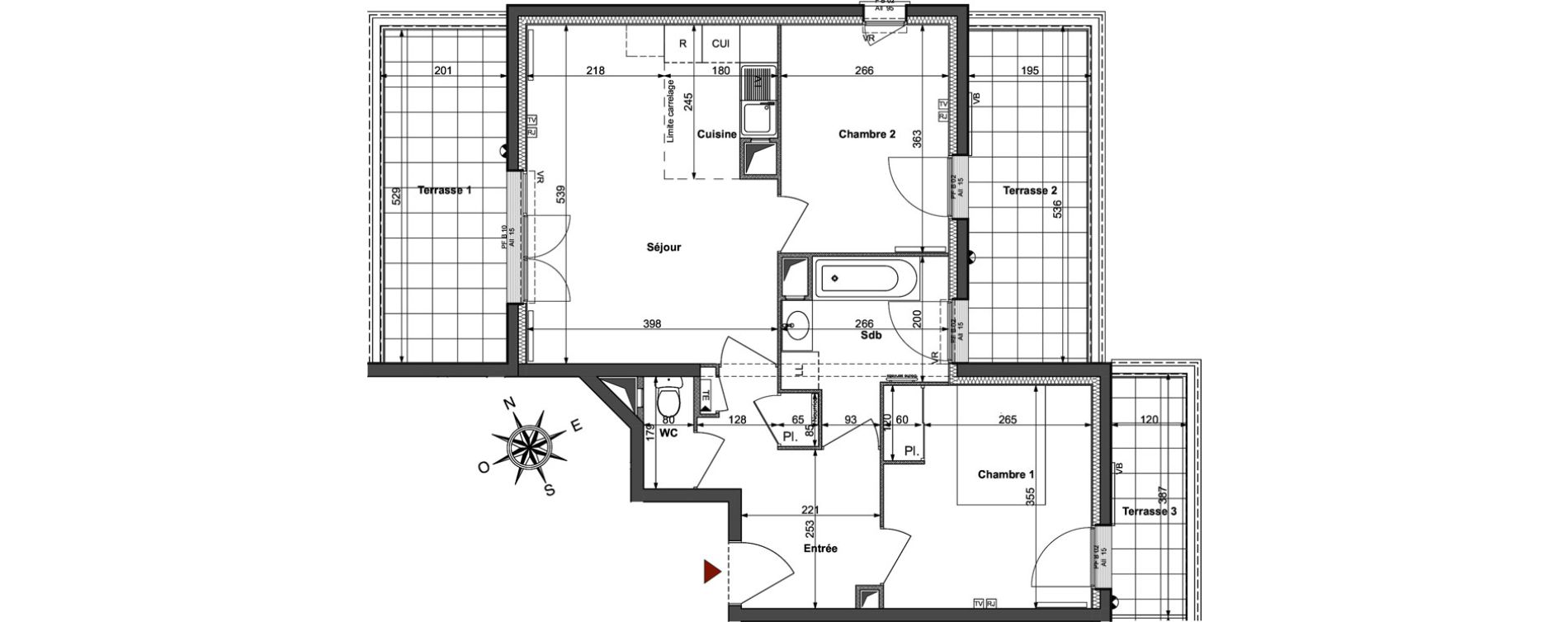 Appartement T3 de 57,65 m2 &agrave; Saint-R&eacute;my-L&egrave;s-Chevreuse Centre