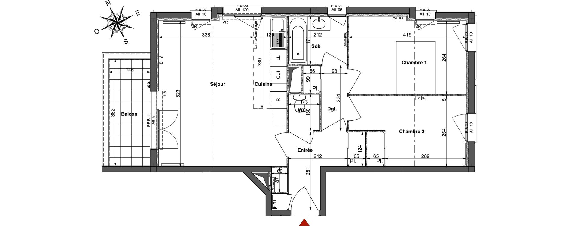 Appartement T3 de 59,15 m2 &agrave; Saint-R&eacute;my-L&egrave;s-Chevreuse Centre
