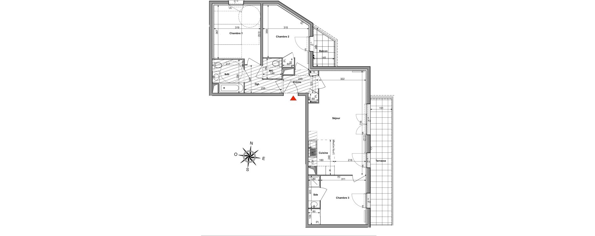 Appartement T4 de 76,48 m2 &agrave; Saint-R&eacute;my-L&egrave;s-Chevreuse Centre