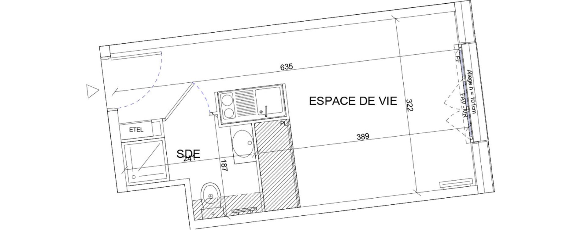 Appartement T1 de 18,99 m2 &agrave; Sartrouville La vaudoire