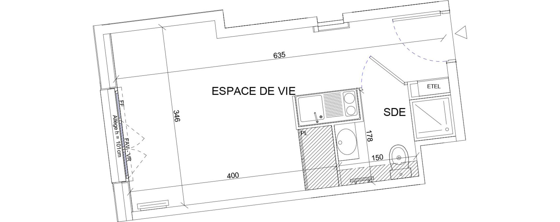 Appartement T1 de 19,38 m2 &agrave; Sartrouville La vaudoire