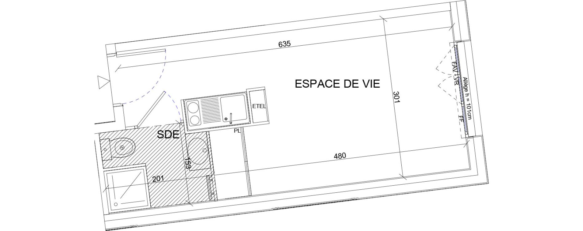 Appartement T1 de 19,40 m2 &agrave; Sartrouville La vaudoire