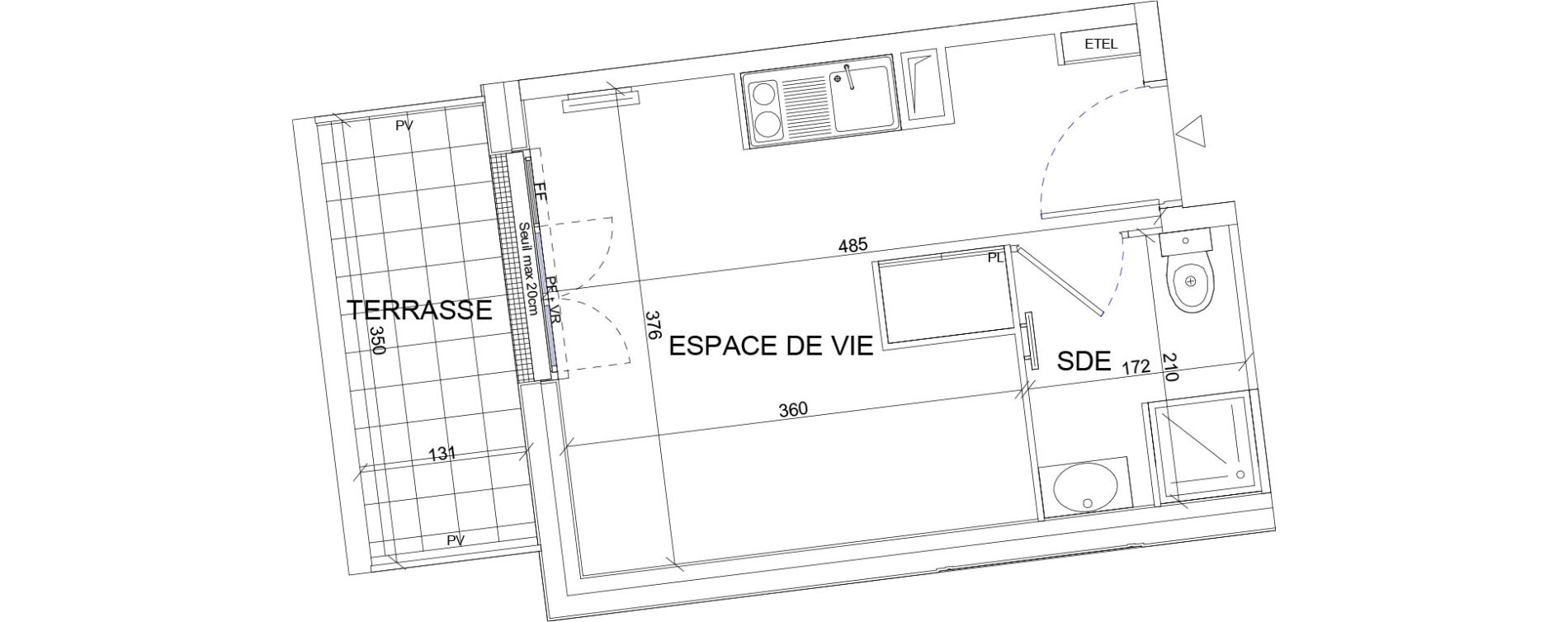 Appartement T1 de 18,61 m2 &agrave; Sartrouville La vaudoire