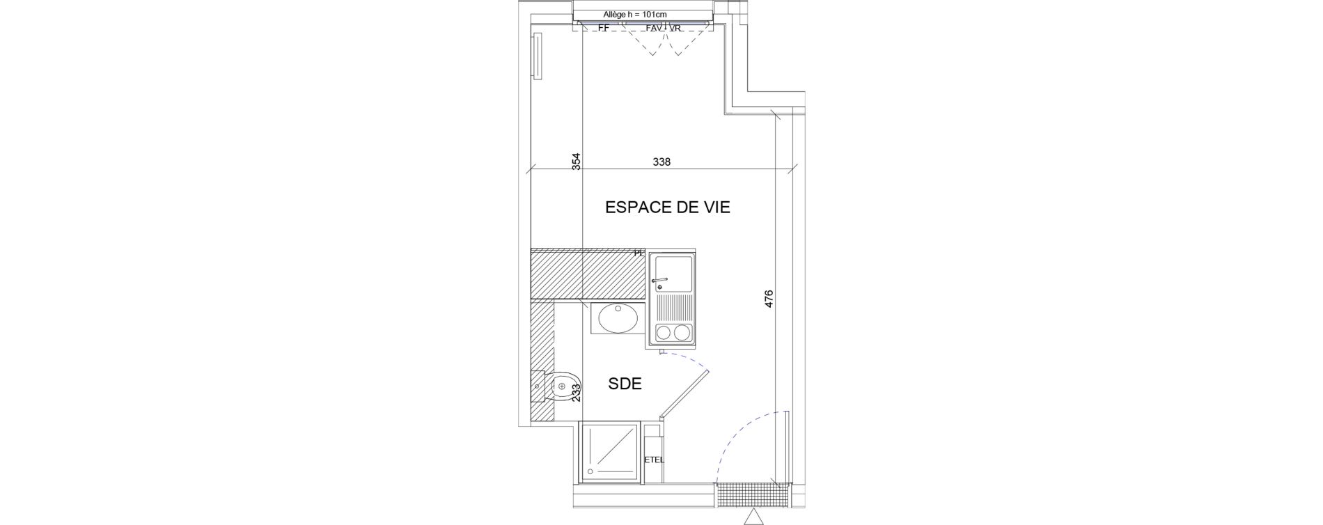 Appartement T1 de 18,03 m2 &agrave; Sartrouville La vaudoire