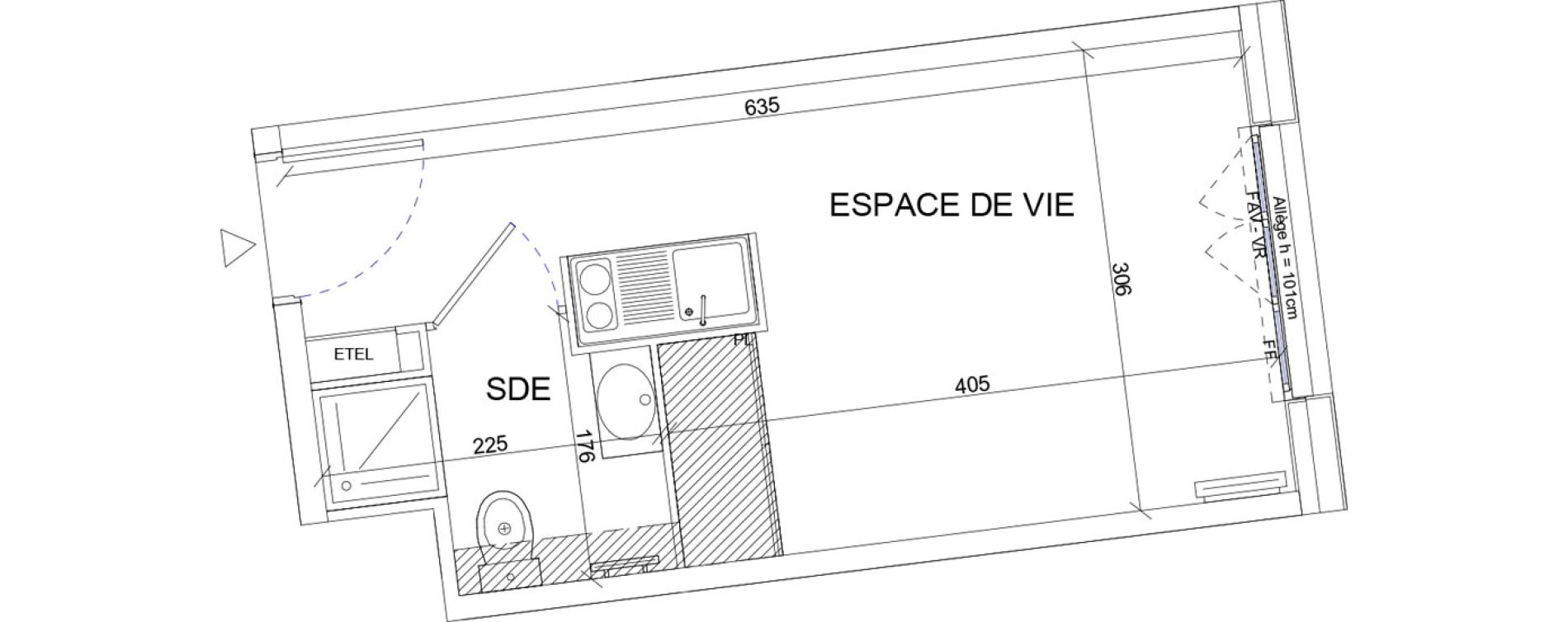 Appartement T1 de 18,37 m2 &agrave; Sartrouville La vaudoire