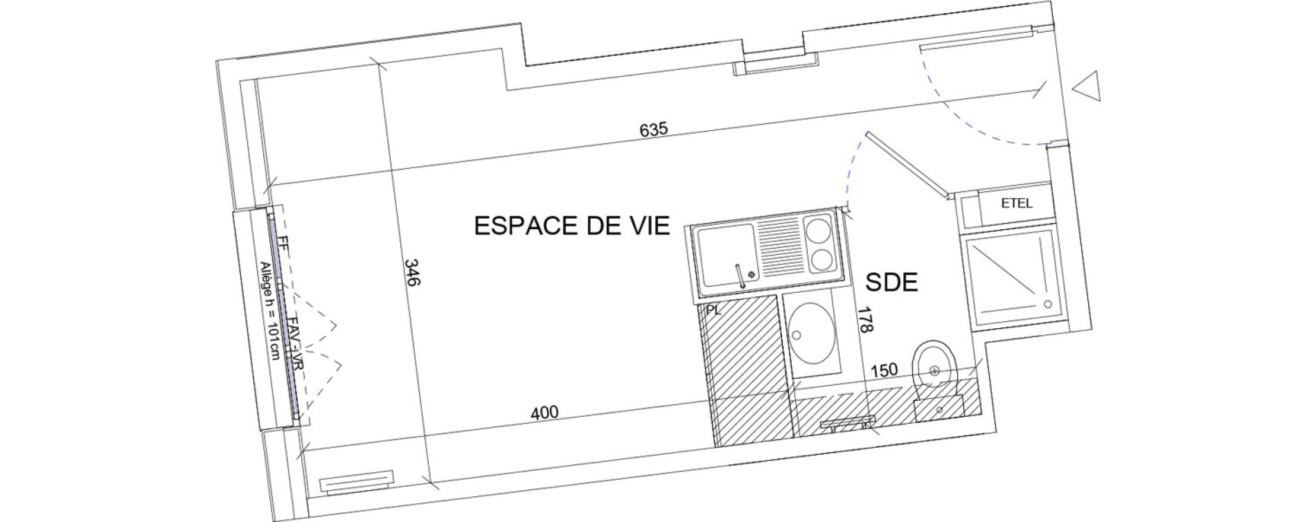 Appartement T1 de 19,38 m2 &agrave; Sartrouville La vaudoire