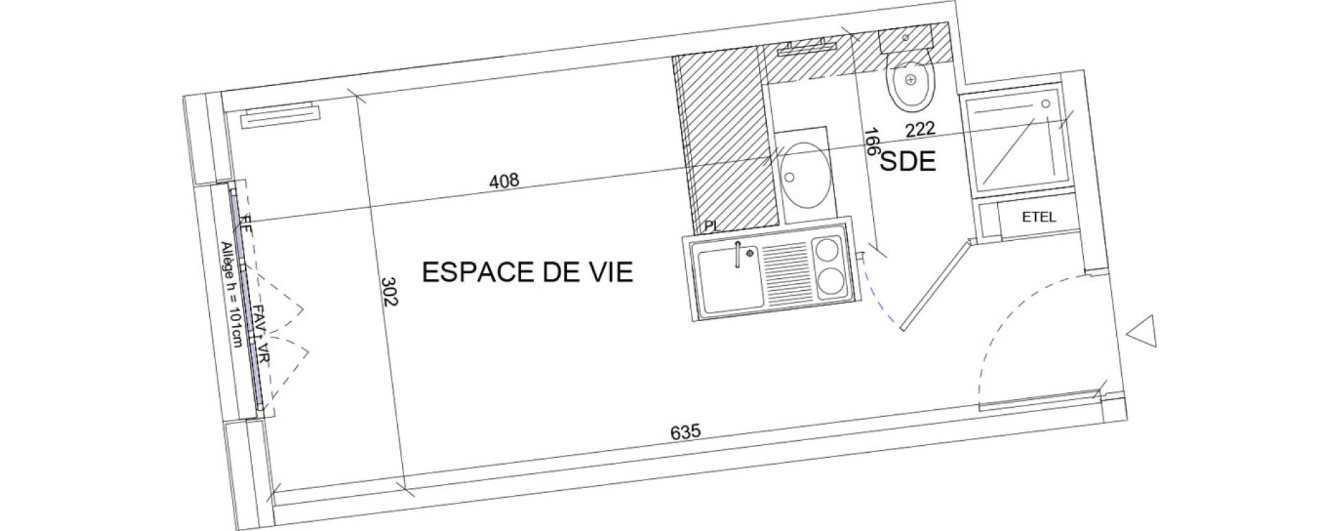 Appartement T1 de 18,24 m2 &agrave; Sartrouville La vaudoire