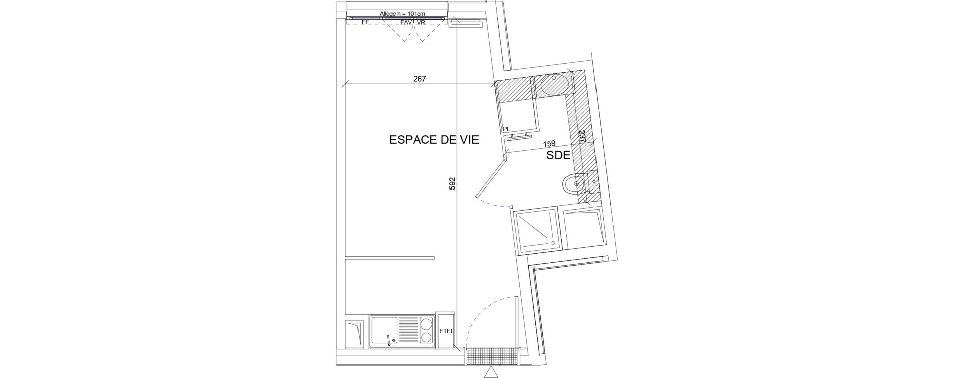 Appartement T1 de 21,01 m2 &agrave; Sartrouville La vaudoire