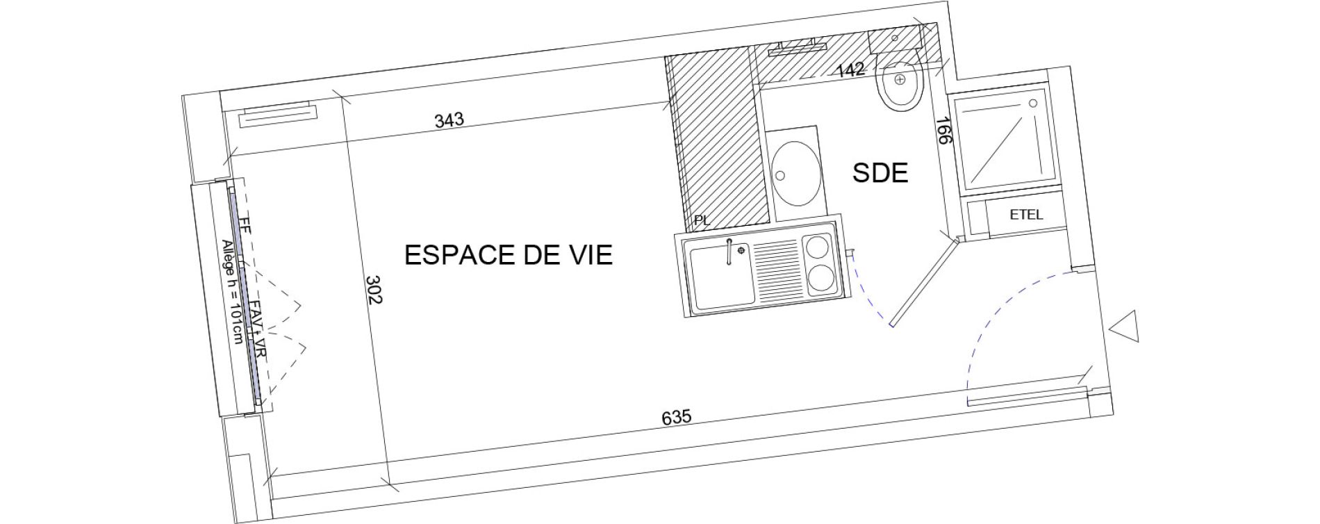 Appartement T1 de 18,24 m2 &agrave; Sartrouville La vaudoire