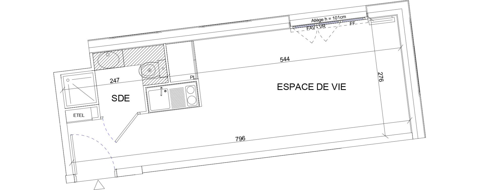 Appartement T1 de 21,09 m2 &agrave; Sartrouville La vaudoire