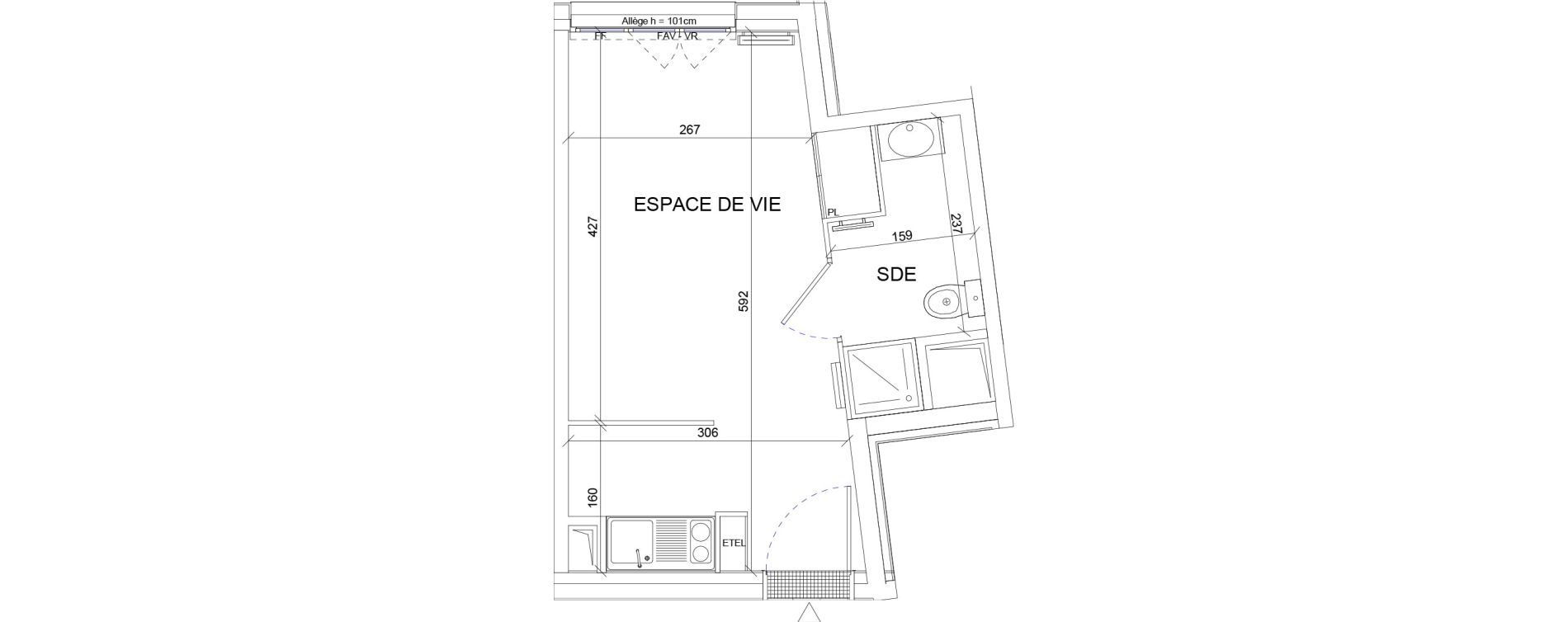 Appartement T1 de 21,01 m2 &agrave; Sartrouville La vaudoire