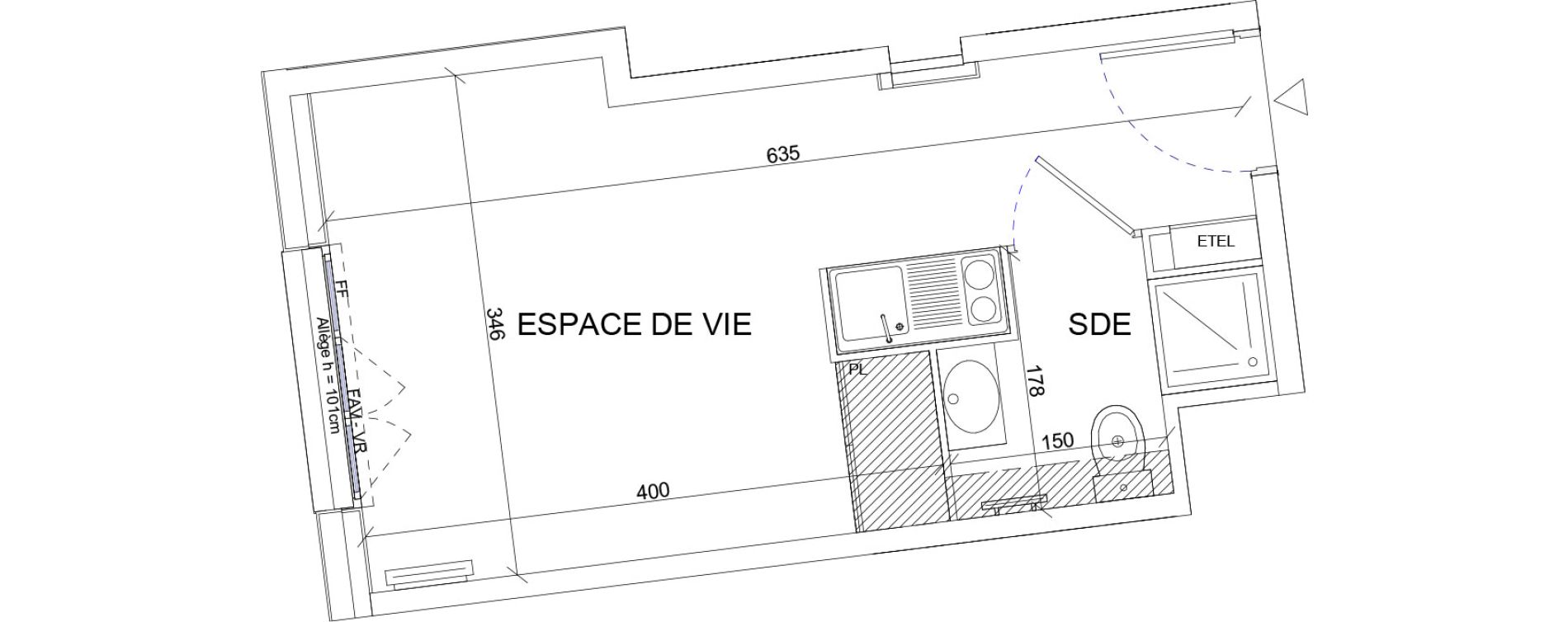 Appartement T1 de 19,38 m2 &agrave; Sartrouville La vaudoire