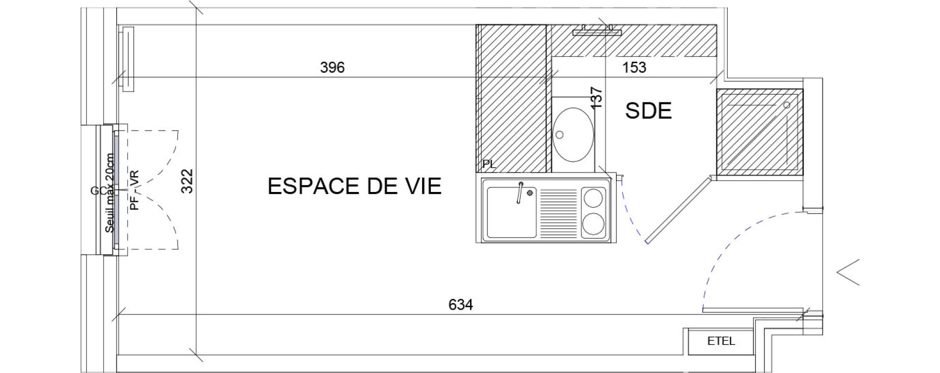 Appartement T1 de 18,33 m2 &agrave; Sartrouville La vaudoire