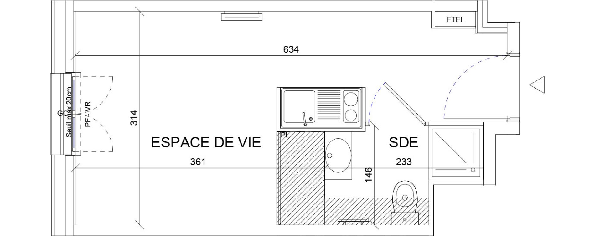 Appartement T1 de 18,26 m2 &agrave; Sartrouville La vaudoire