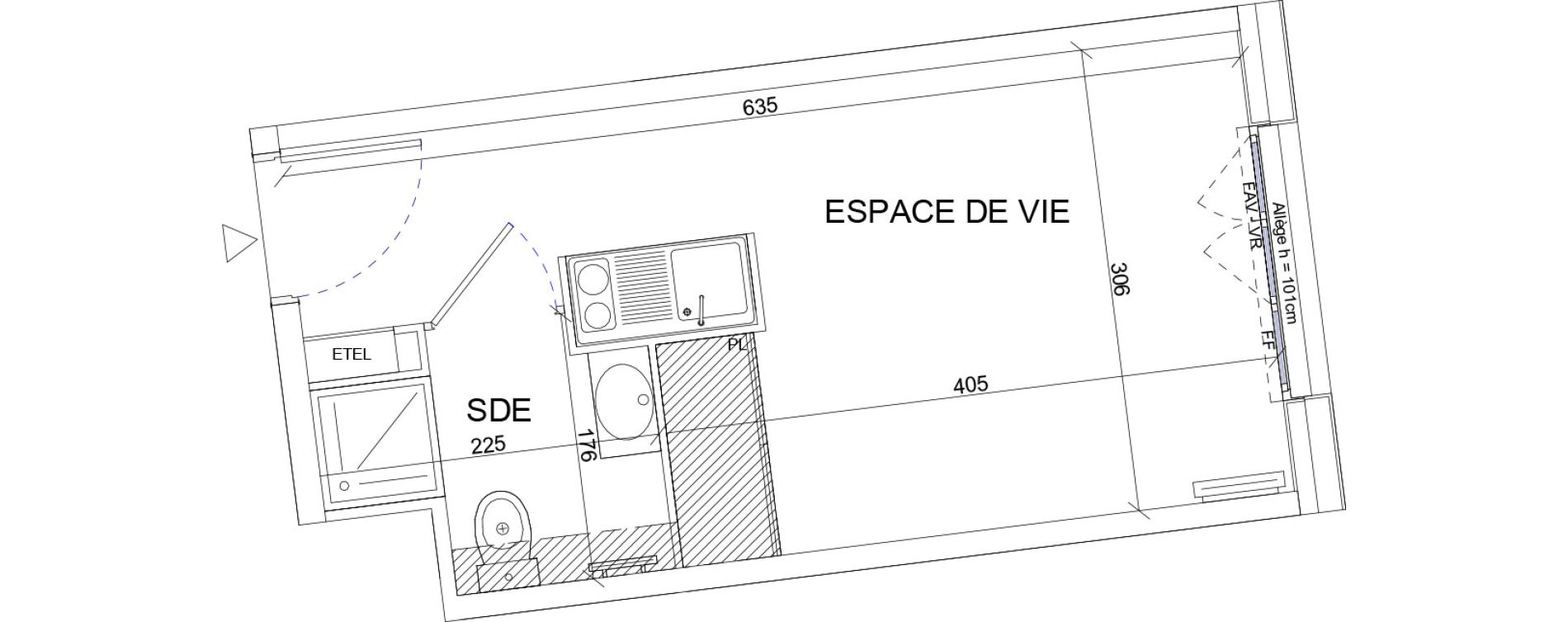 Appartement T1 de 18,37 m2 &agrave; Sartrouville La vaudoire