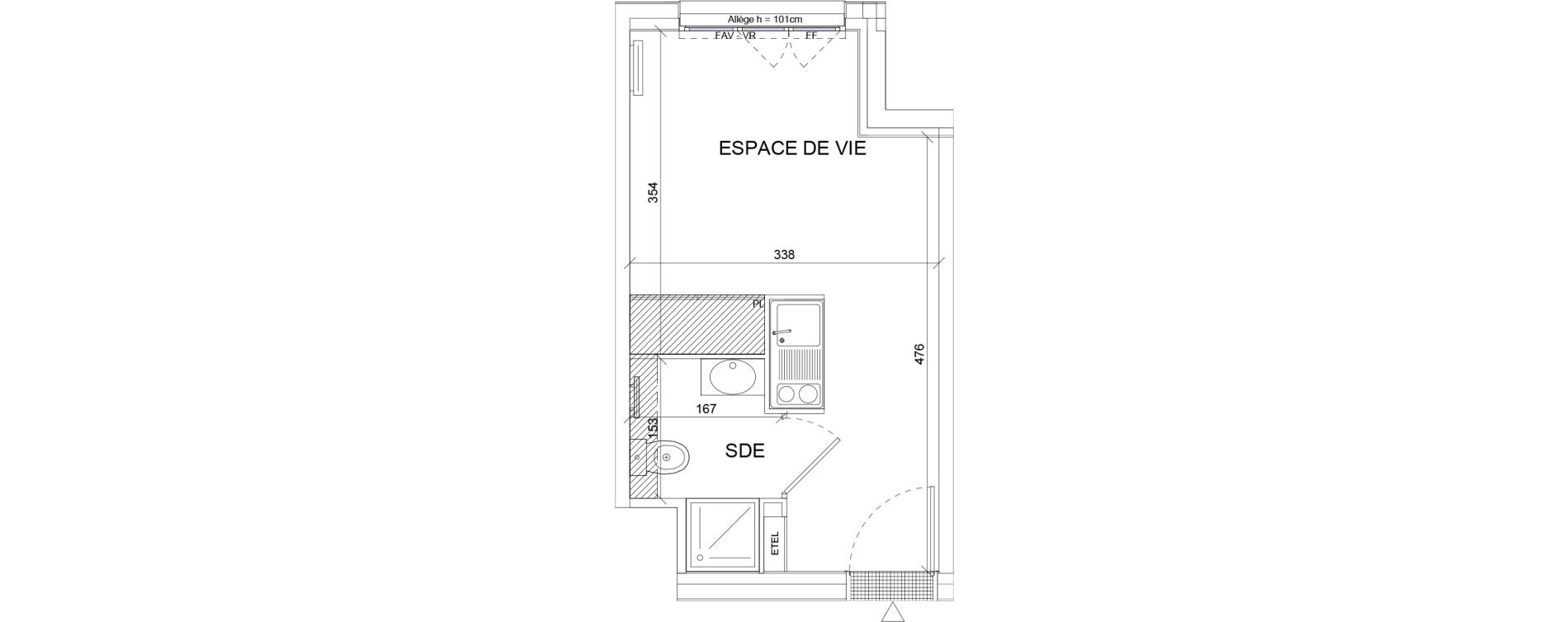 Appartement T1 de 18,03 m2 &agrave; Sartrouville La vaudoire