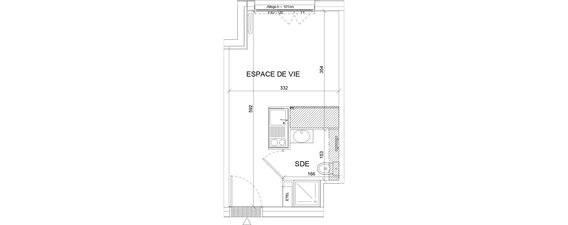 Appartement T1 de 18,03 m2 &agrave; Sartrouville La vaudoire