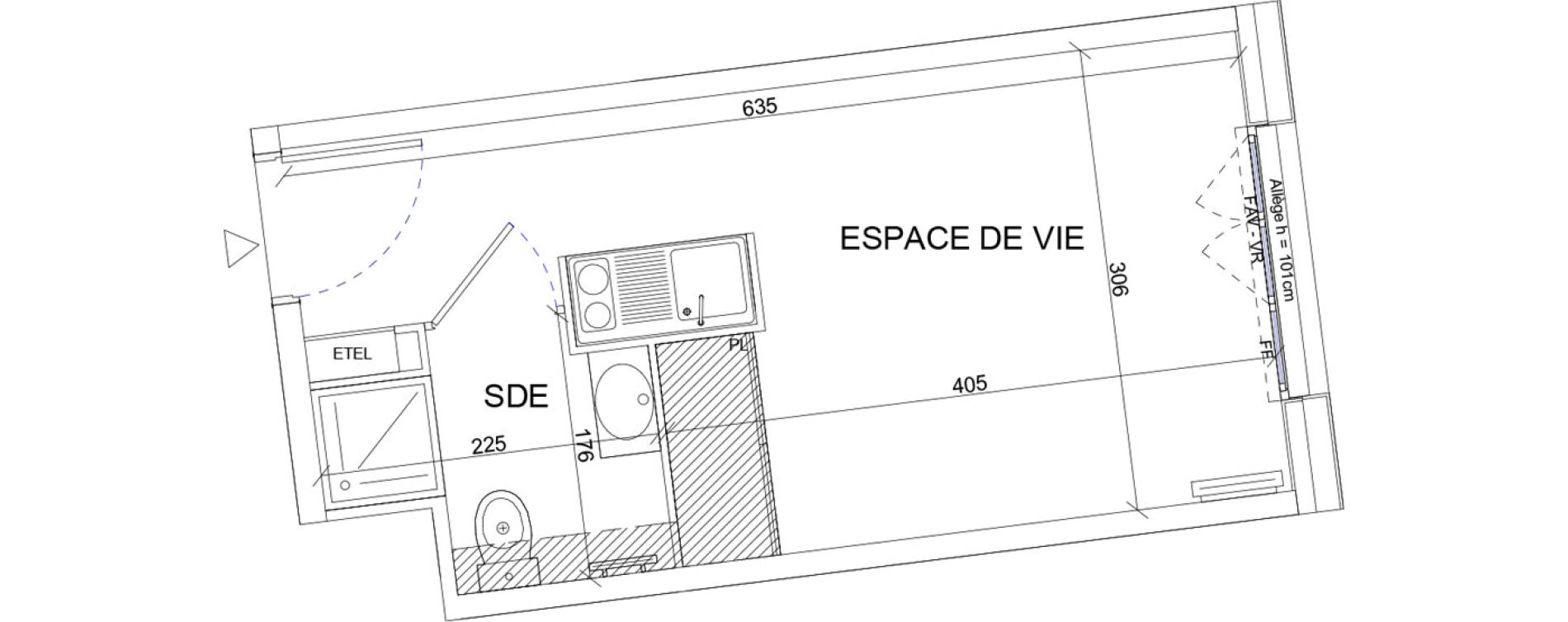 Appartement T1 de 18,37 m2 &agrave; Sartrouville La vaudoire