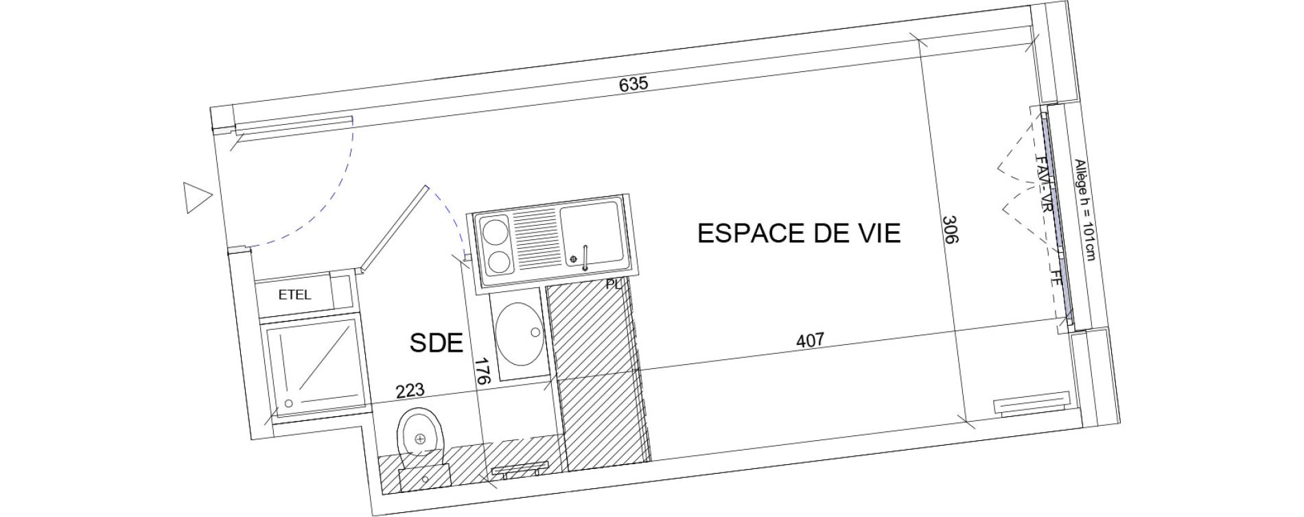 Appartement T1 de 18,37 m2 &agrave; Sartrouville La vaudoire