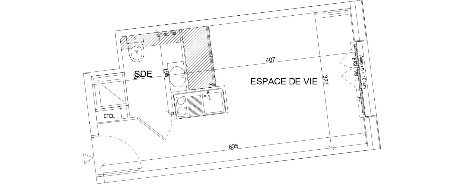 Appartement T1 de 19,55 m2 &agrave; Sartrouville La vaudoire