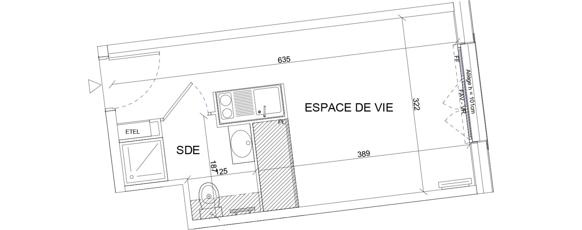 Appartement T1 de 18,99 m2 &agrave; Sartrouville La vaudoire