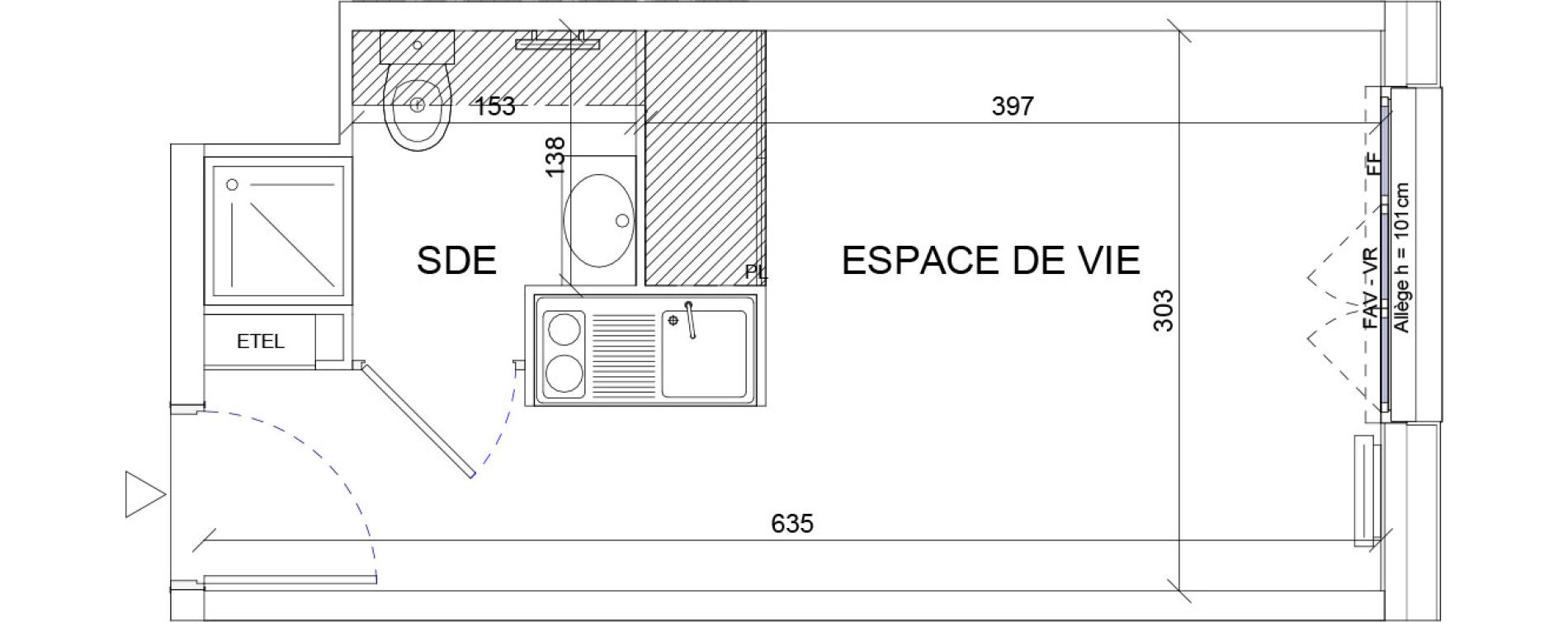 Appartement T1 de 18,15 m2 &agrave; Sartrouville La vaudoire