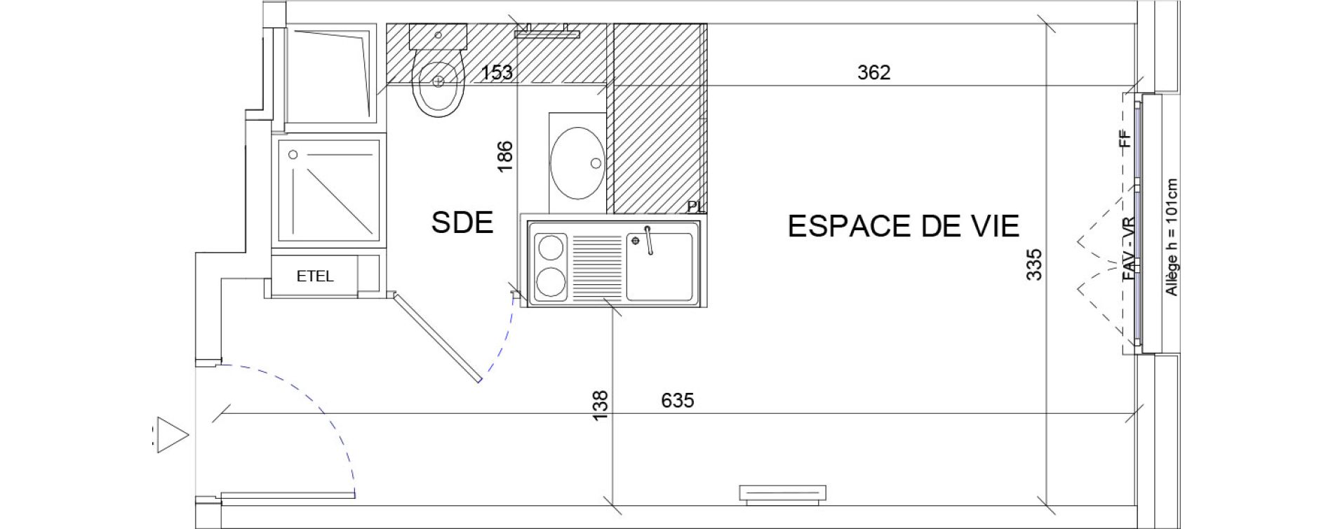 Appartement T1 de 19,52 m2 &agrave; Sartrouville La vaudoire