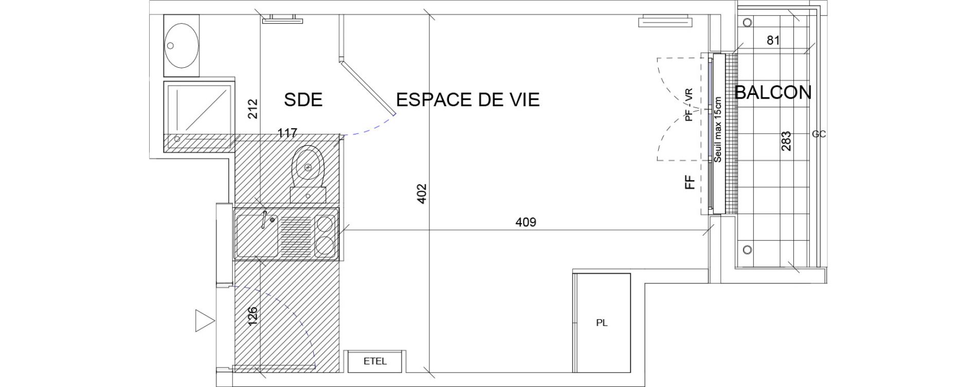 Appartement T1 de 21,19 m2 &agrave; Sartrouville La vaudoire