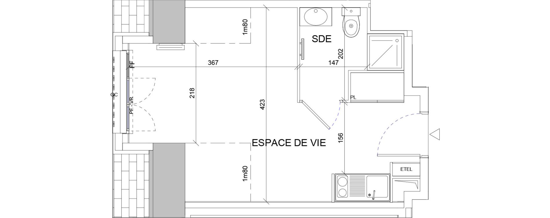 Appartement T1 de 19,25 m2 &agrave; Sartrouville La vaudoire