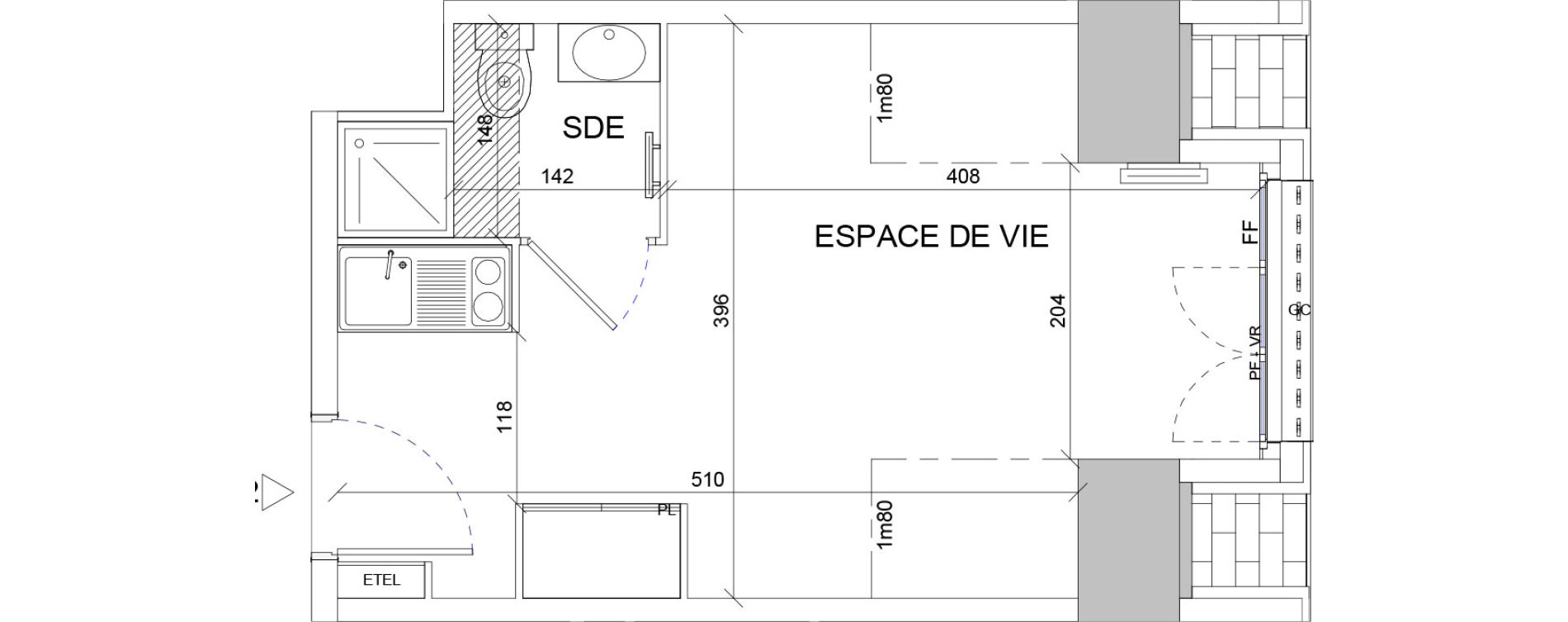 Appartement T1 de 18,77 m2 &agrave; Sartrouville La vaudoire