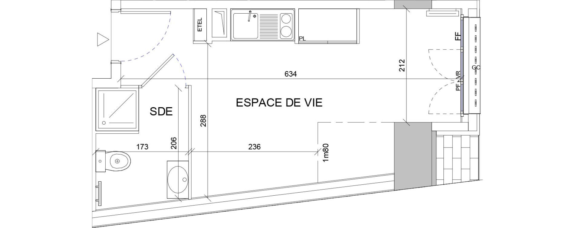 Appartement T1 de 18,51 m2 &agrave; Sartrouville La vaudoire