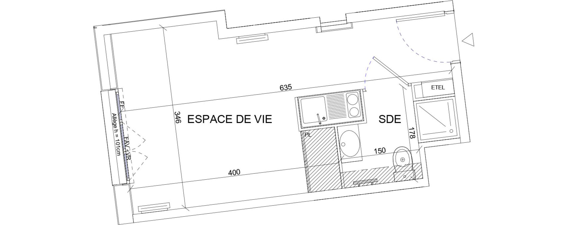 Appartement T1 de 19,38 m2 &agrave; Sartrouville La vaudoire