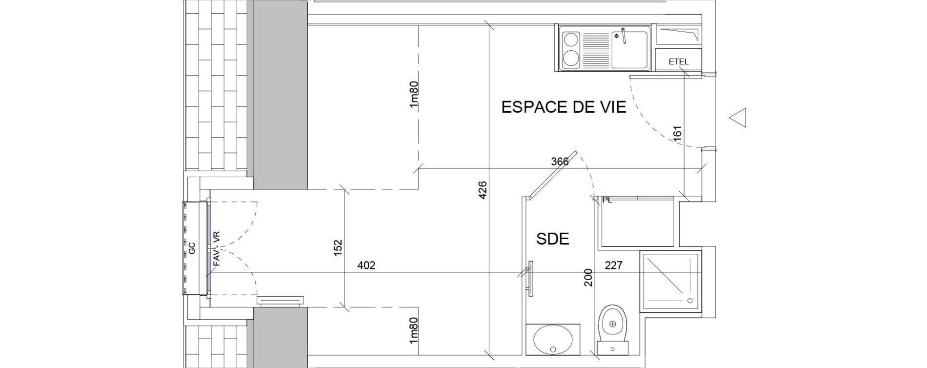 Appartement T1 de 18,16 m2 &agrave; Sartrouville La vaudoire