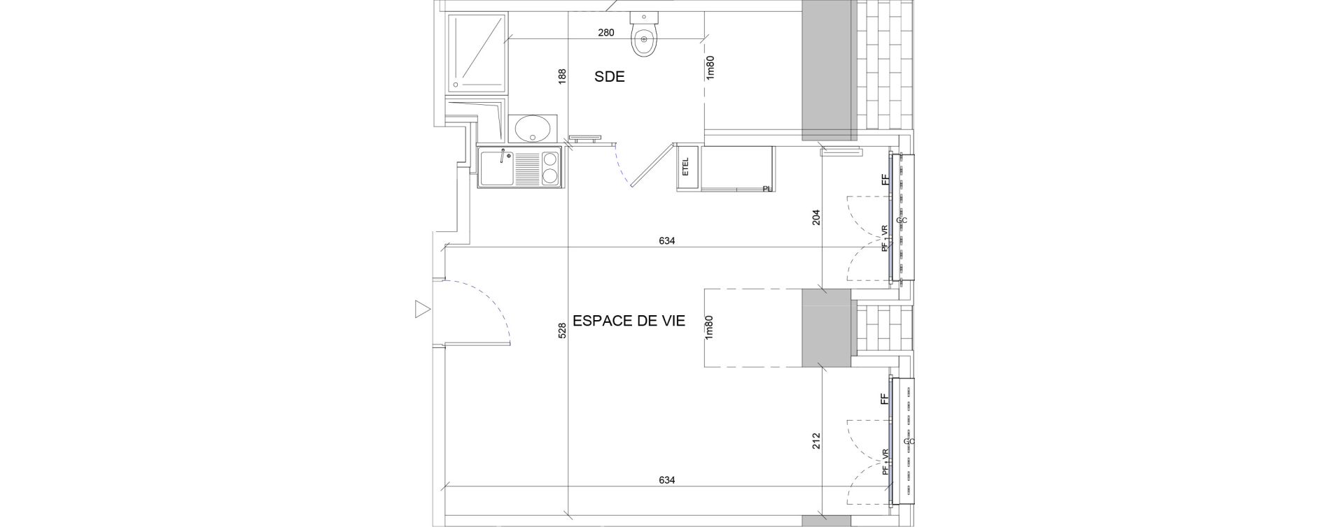 Appartement T1 de 35,55 m2 &agrave; Sartrouville La vaudoire